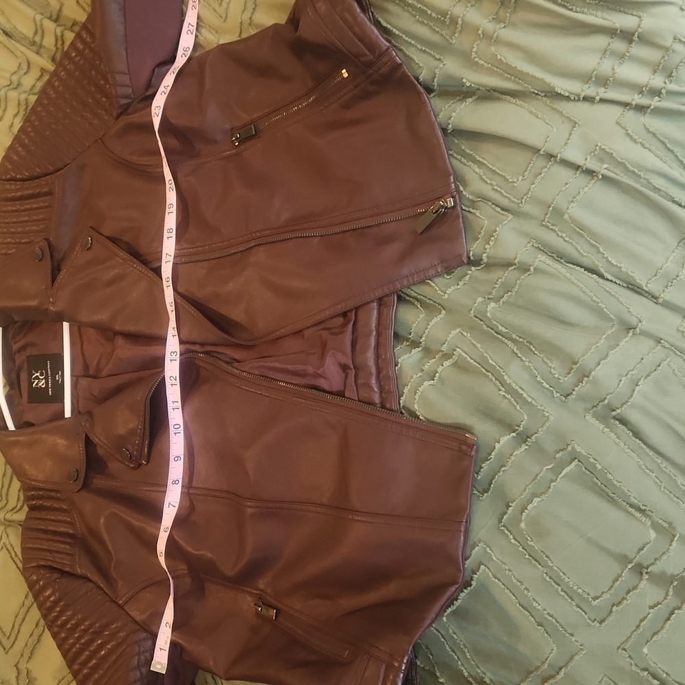 New York and Company maroon feaux leather jacket. Zipper in front and po… - Picture 11 of 13